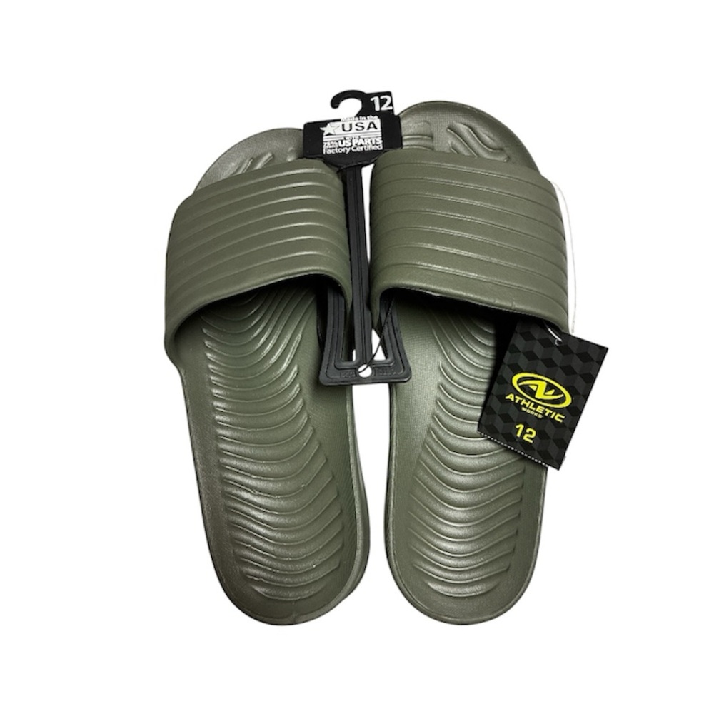 Athletic Works Men's Green Tunnel Slide Sandals